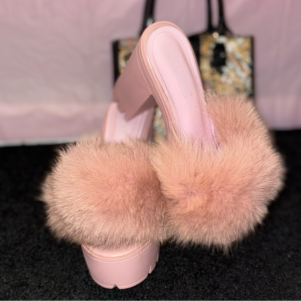 Cape Robbin Pink Heels with Platform and Pom-Pom